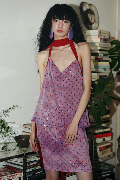 Sequin Dot Backless Resort Skirt Set-Up