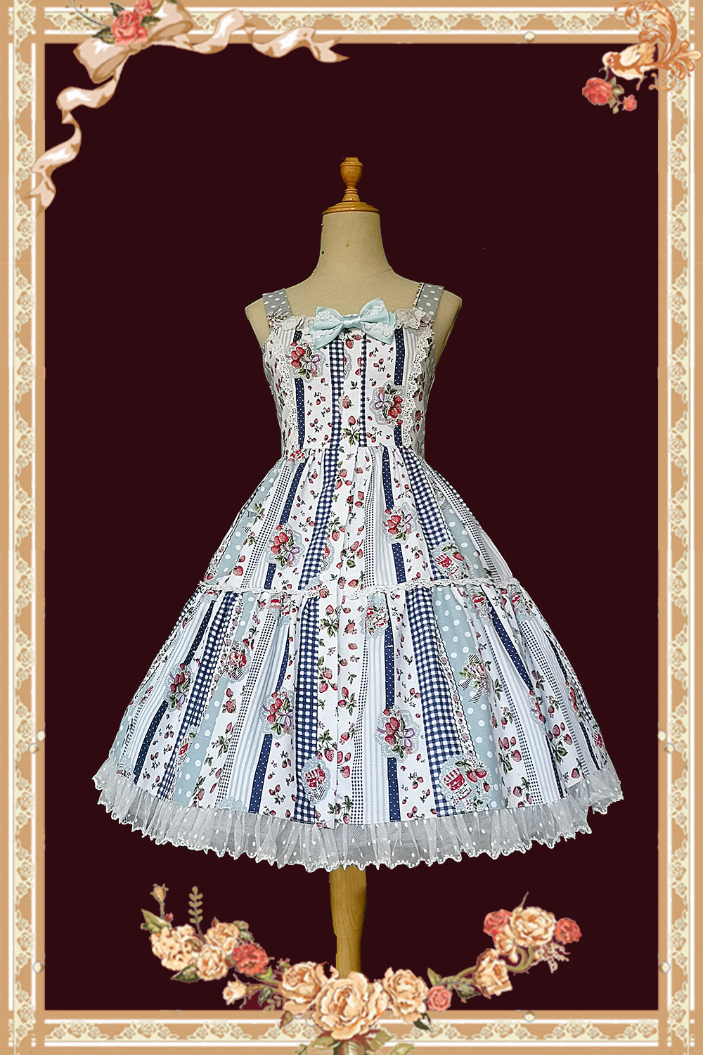 Infanta - Strawberry Plaid - Sweet Lolita JSK Dress