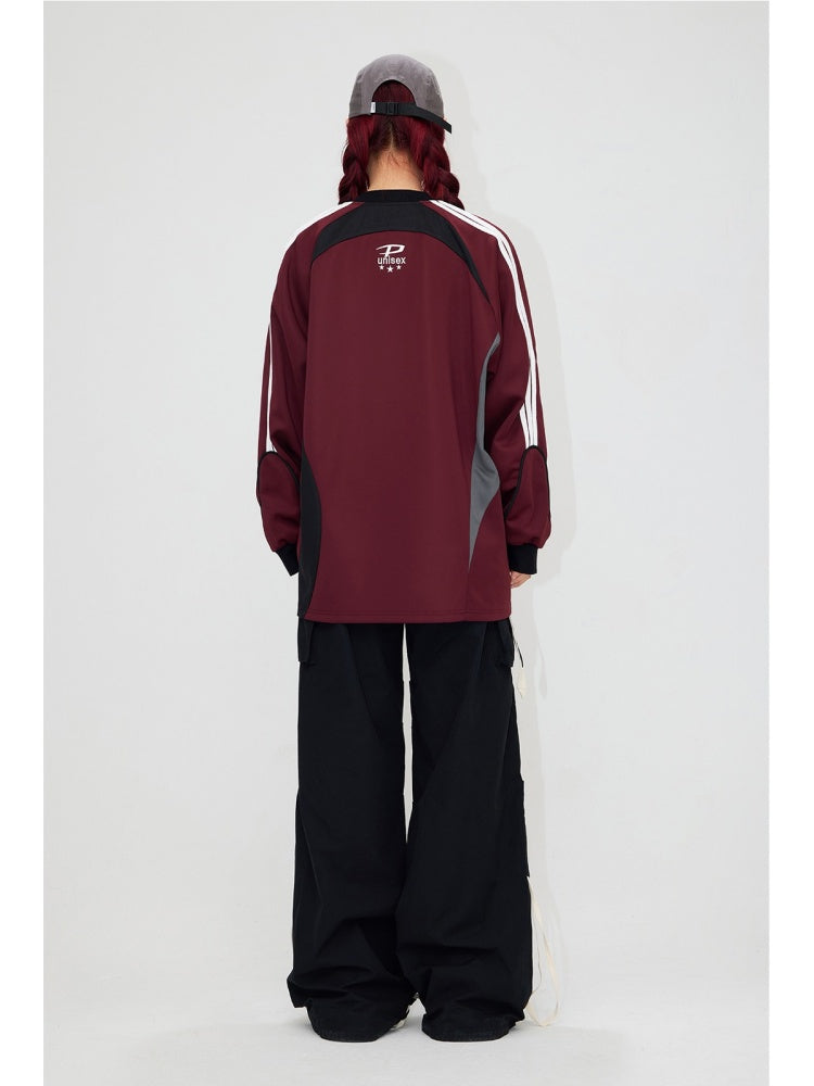 Football Contrast Color Splicing Embroidery Sweat【s0000004197】