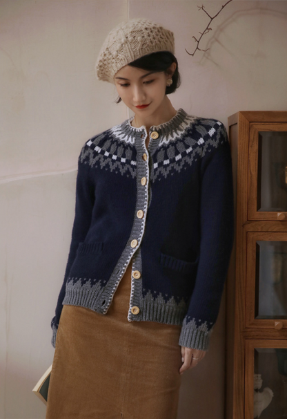 nordic pattern cardigan