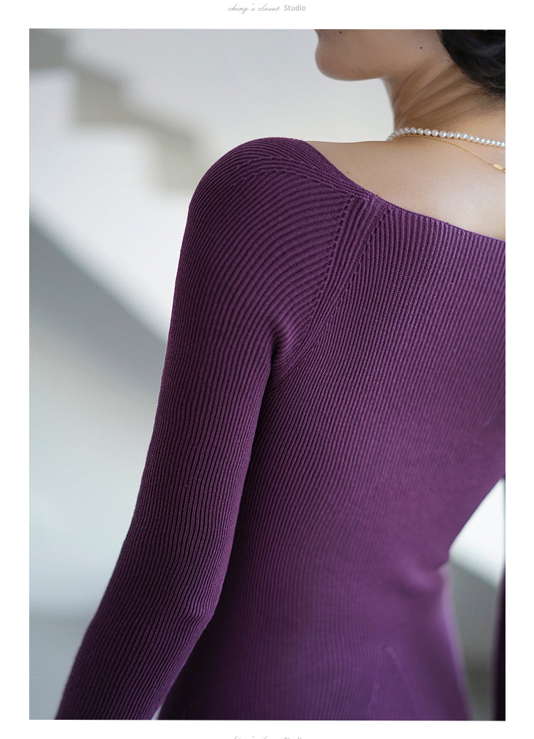 Lady's slim knit dress