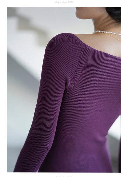 Lady's slim knit dress