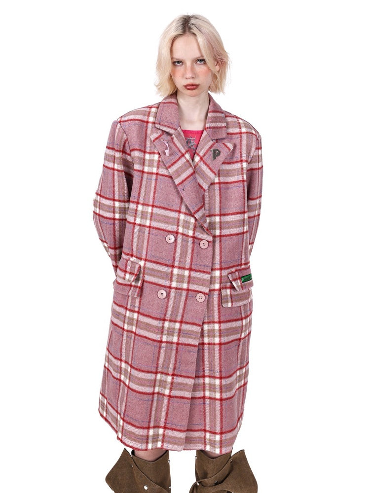 Plaid Mid Length Double Breasted Coat【s0000004348】