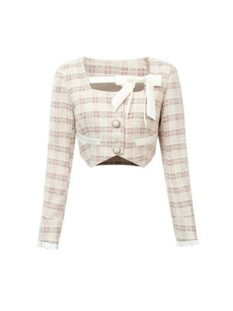 Fragrance Style Plaid Pleated Skirt Suit【s0000003452】