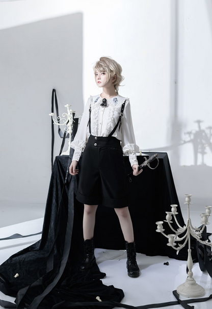 CastleToo - Corroding the Heart - Ouji Lolita Shirt Suspenders Shorts