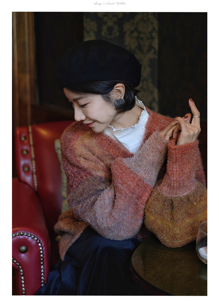 color gradation knit cardigan