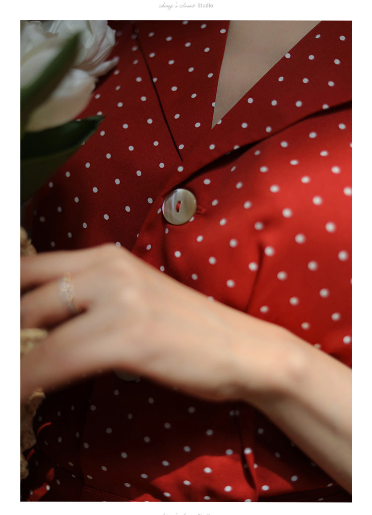 Red Polka Dot Pattern Retro Dress