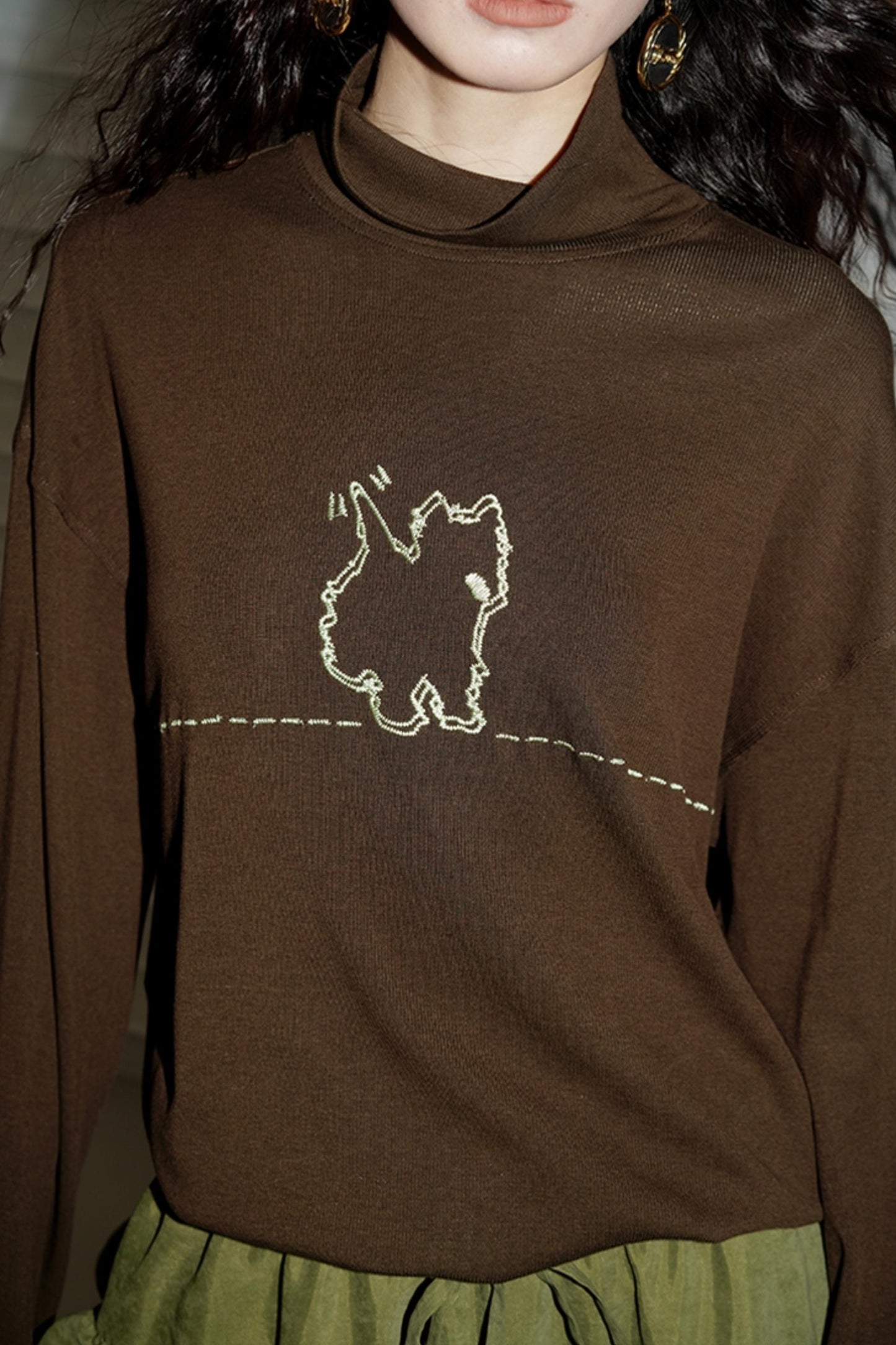 Casual Puppy Design Crewneck Top