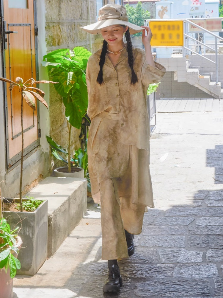 Jacquard Retro Chinese Style Loose Shirt & Pants Skirt Set Up【s0000002978】