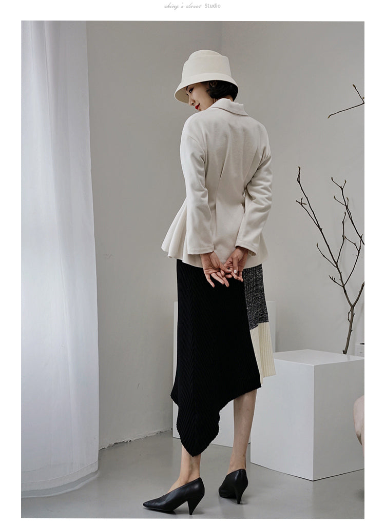 Oriental lady monotone knit skirt