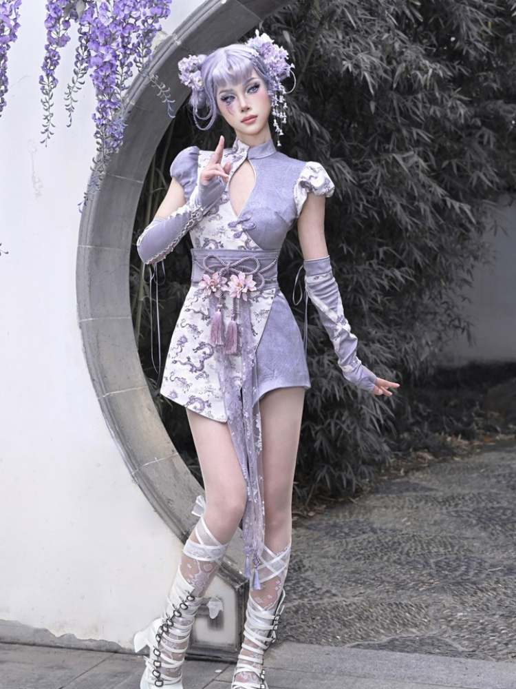 Dragon Pattern Chinese Dress & Ribbon Flower Girdle【s0000009041】