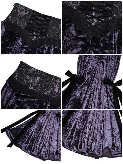 Gothic Velvet Lace Up Lace Mermaid Long Skirt【s0000003869】