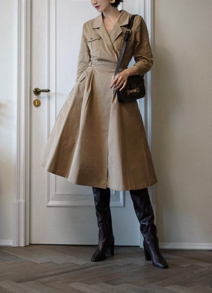 Western vintage khaki trench coat