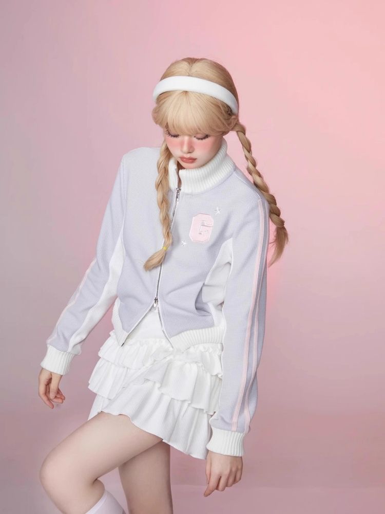 Stand Up Neck Top Double Zipper Sweatshirt【s0000006345】