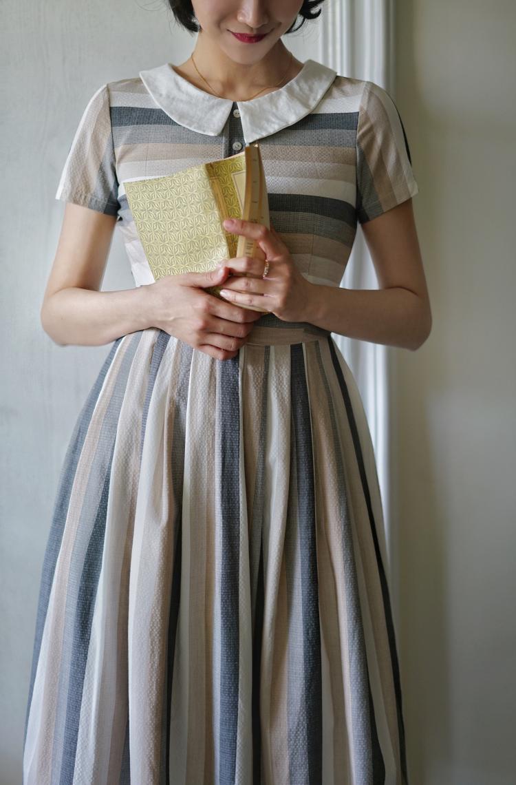 Literary Lady Vintage Striped Dress