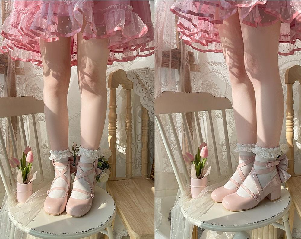 MODO - Follow in the Moonlight - Sweet Lolita Round Toe Shoes with Large Bow