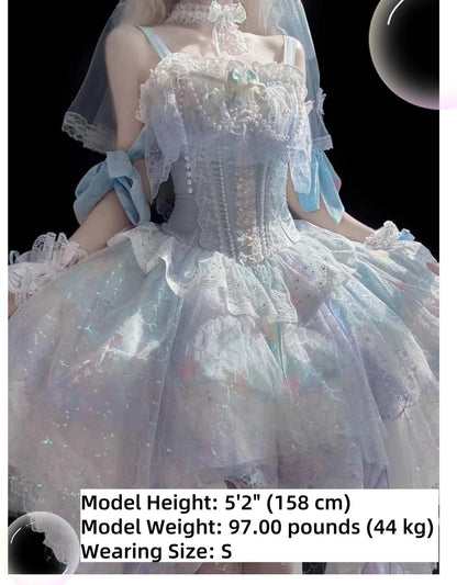 Qianmu - MermaidTears - Wedding Lolita JSK Dress, Ocean Theme