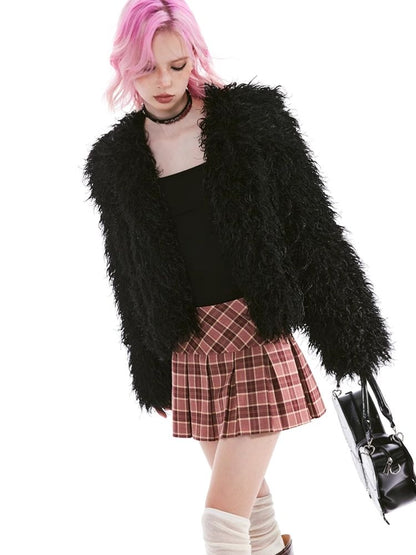 Retro plaid bustier pleated skirt【s0000004960】