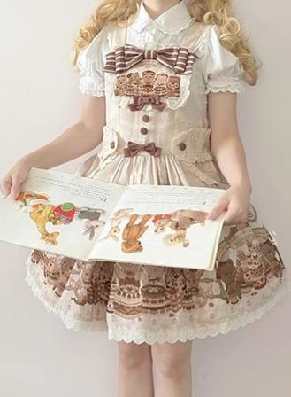 Akiyama Future Studio - Cute Lolita Salopette Dress Bear Print