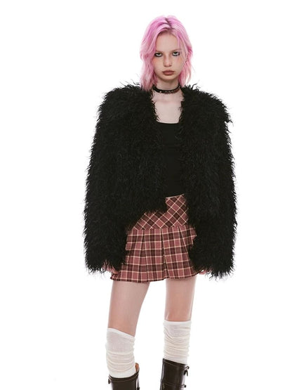 Retro plaid bustier pleated skirt【s0000004960】