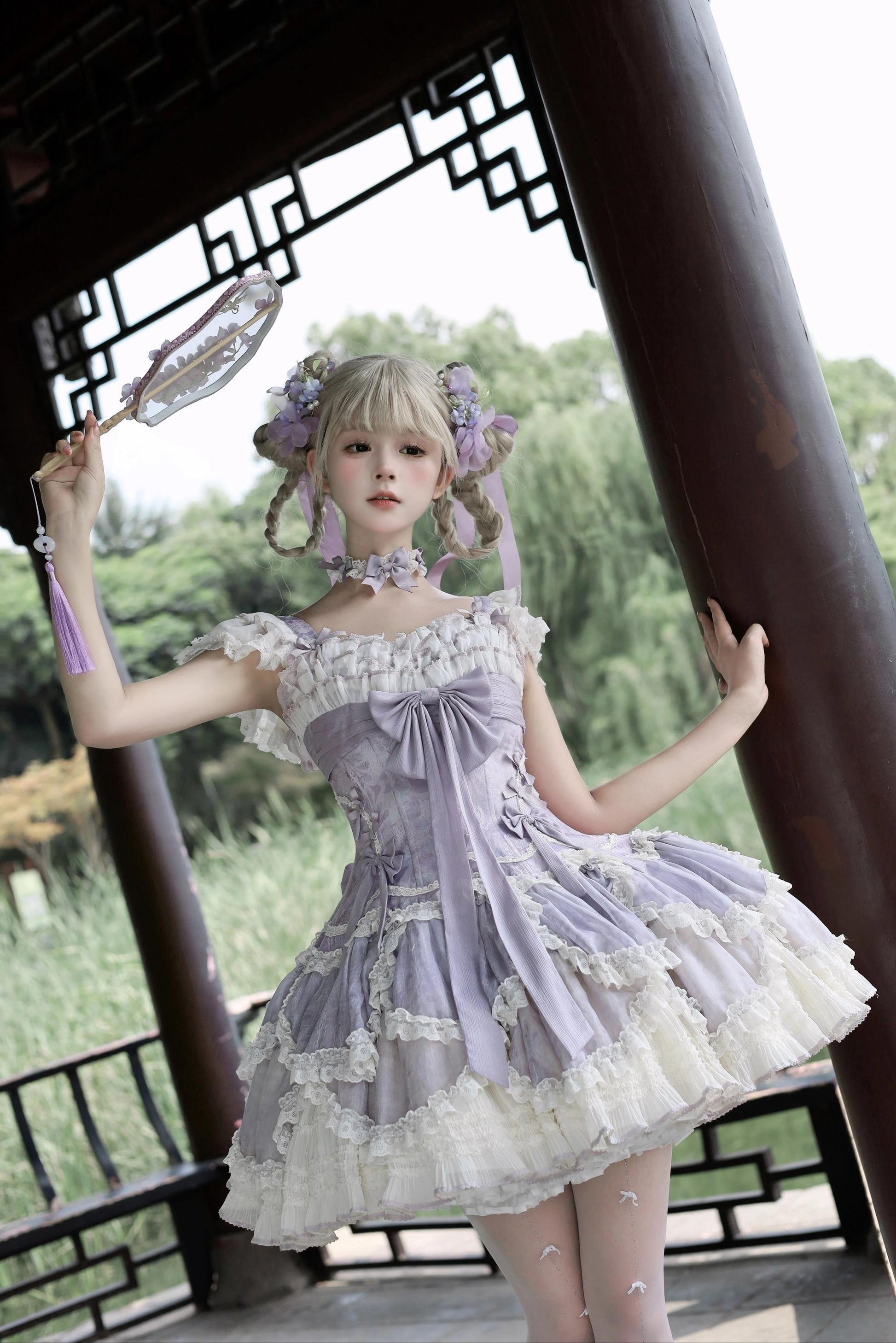 Meowing and fruity - Dream of Floral - Doll-Like Sweet Lolita Dress, Tiered Petal Hem