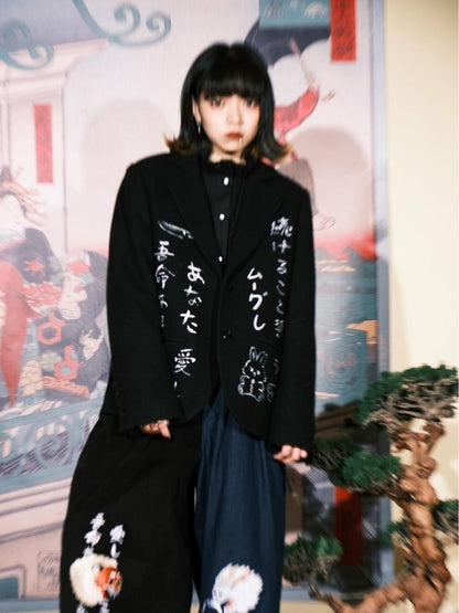 Black Wool Suit Jacket【s0000003618】