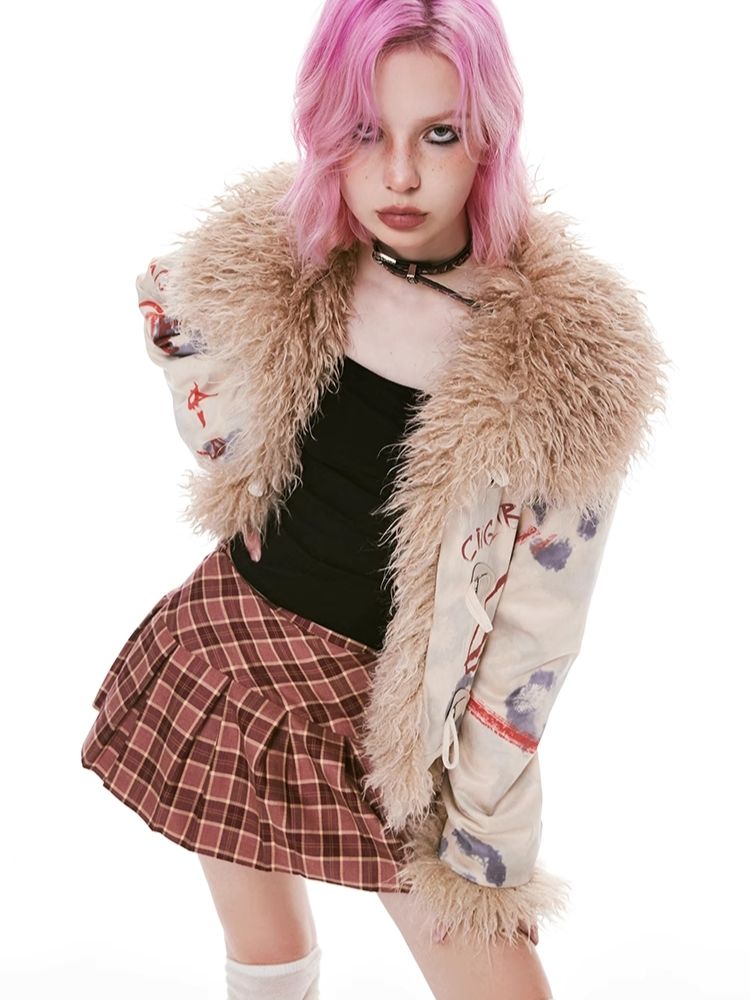 Retro plaid bustier pleated skirt【s0000004960】