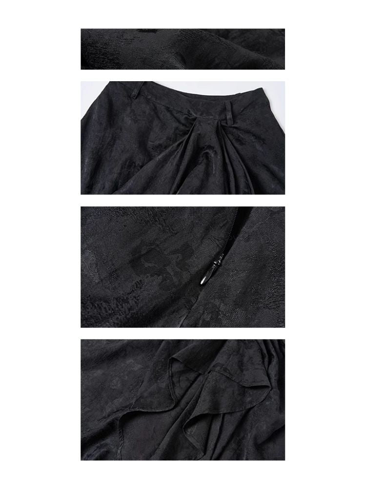 Dark jacquard ruched half-body skirt【s0000008179】