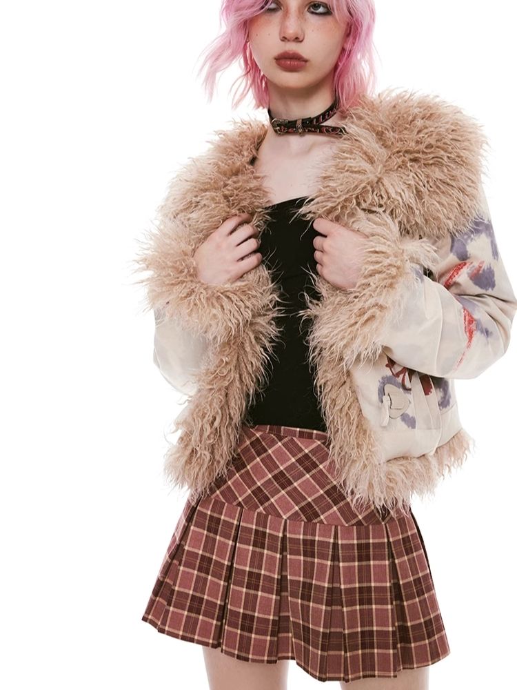 Retro plaid bustier pleated skirt【s0000004960】