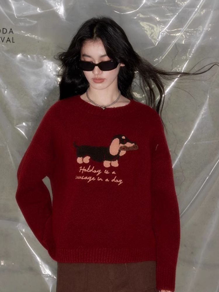 Sausage dog soft sticky sweater【s0000004888】