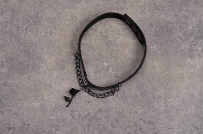 Strange Sugar - Gothic Lolita Choker Faux Leather Rose Pendant Necklace