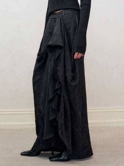 Dark jacquard ruched half-body skirt【s0000008179】