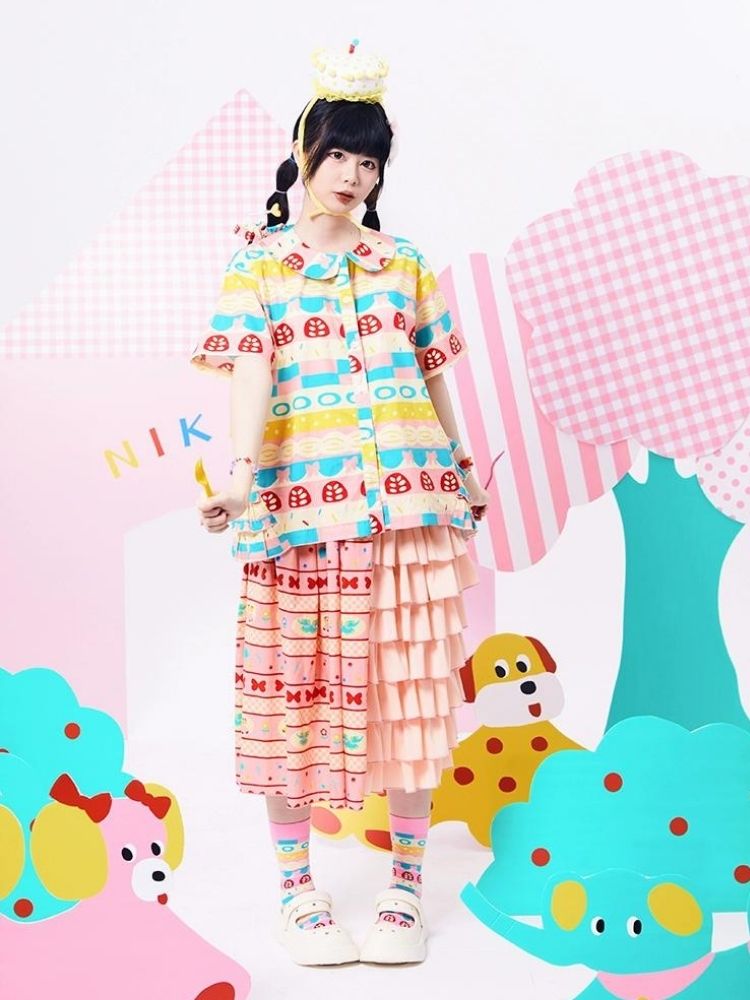 Showa girl colorful shirt 【s0000002876】