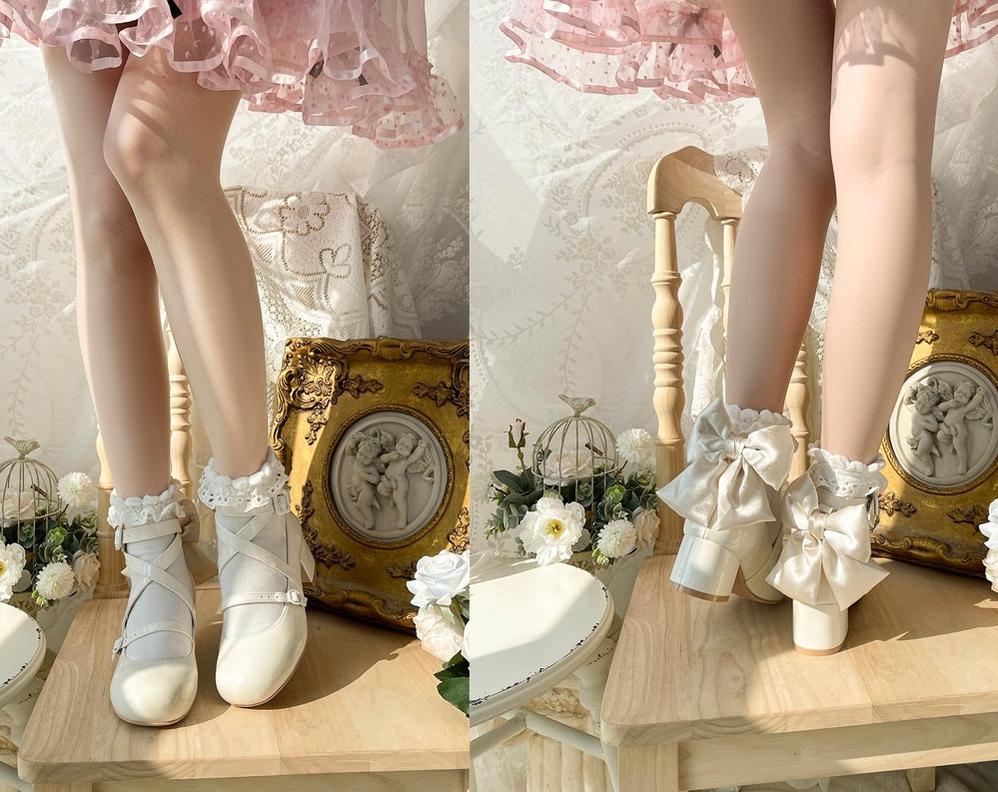 MODO - Follow in the Moonlight - Sweet Lolita Round Toe Shoes with Large Bow