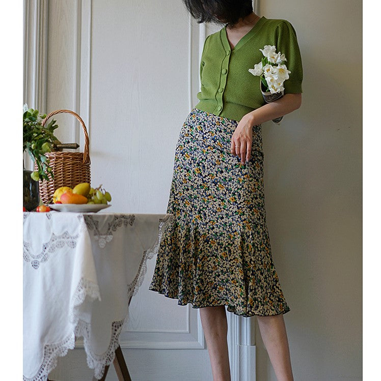 Vintage skirt dripping with flower drops