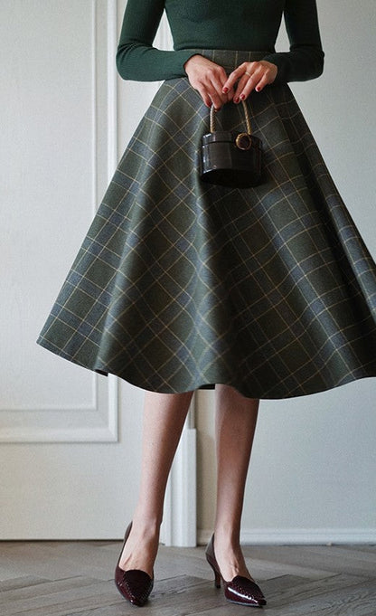 Western ladies plaid retro skirt