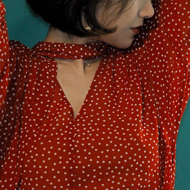 Lady's Polka Dot Retro Blouse