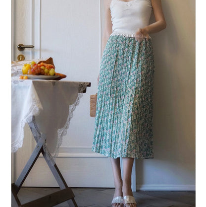 Secret garden pleated long skirt