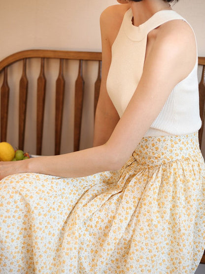 Wisteria yellow bouquet french retro skirt