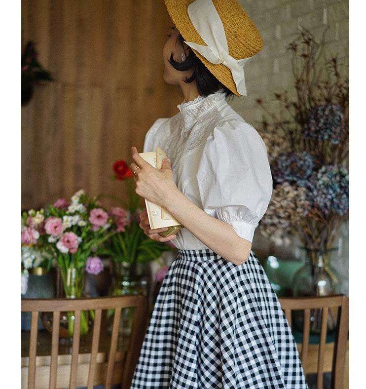 White thread embroidery vintage blouse