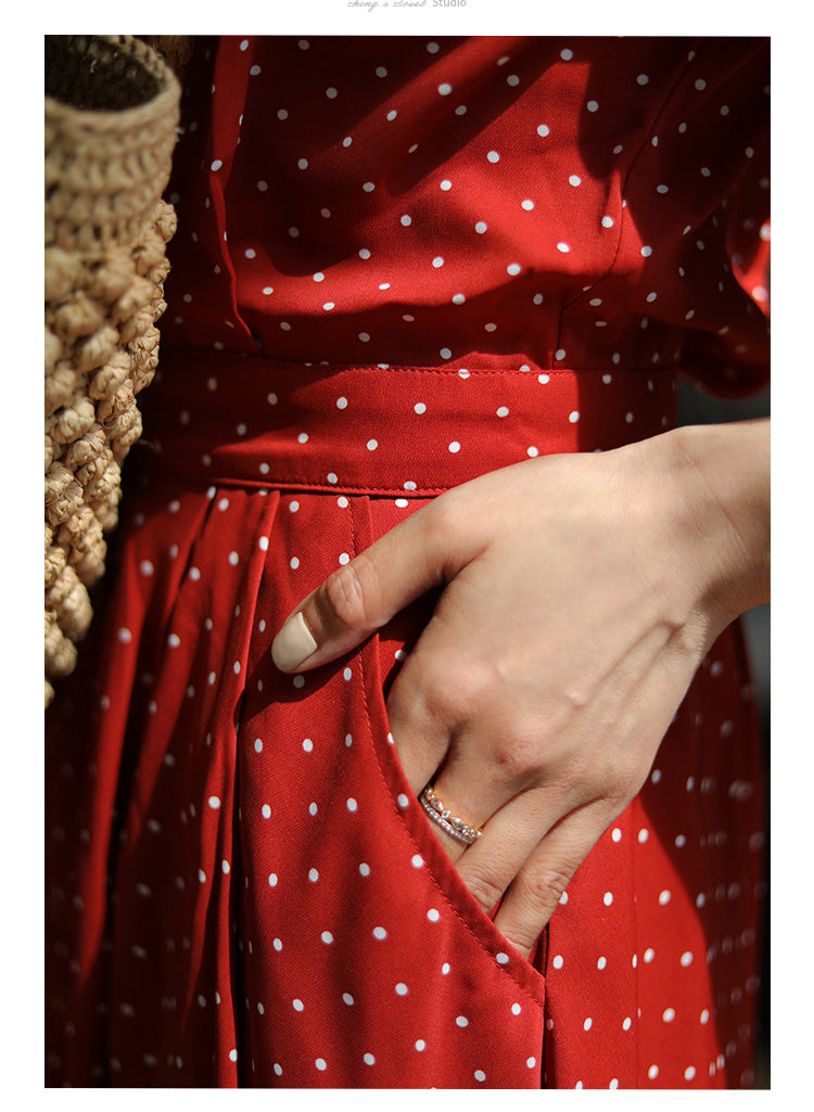 Red Polka Dot Pattern Retro Dress