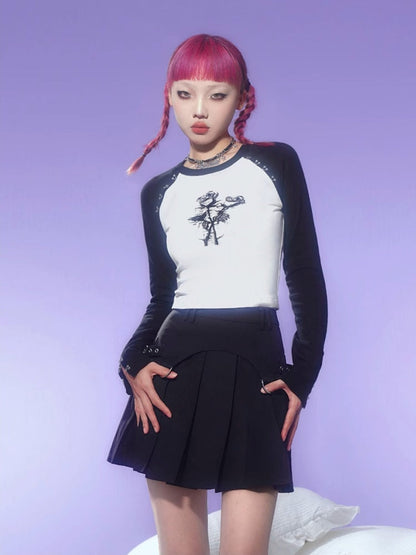 Rose Print Raglan Sleeve T-Shirt【s0000003840】