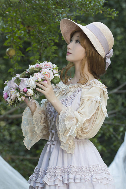 Boguta - Heidi Series - Classic Lace Puff Sleeves Blouse