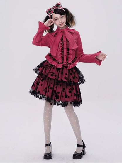 Showa Retro Sweet & Cute Bowknot Frilled Lolita Shirt【s0000003181】