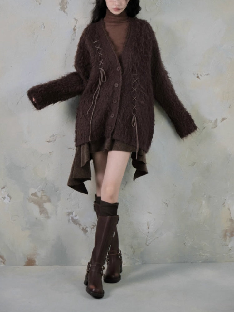 Belt Accent Irregular PU Leather Switching Mini Skirt【s0000004401】