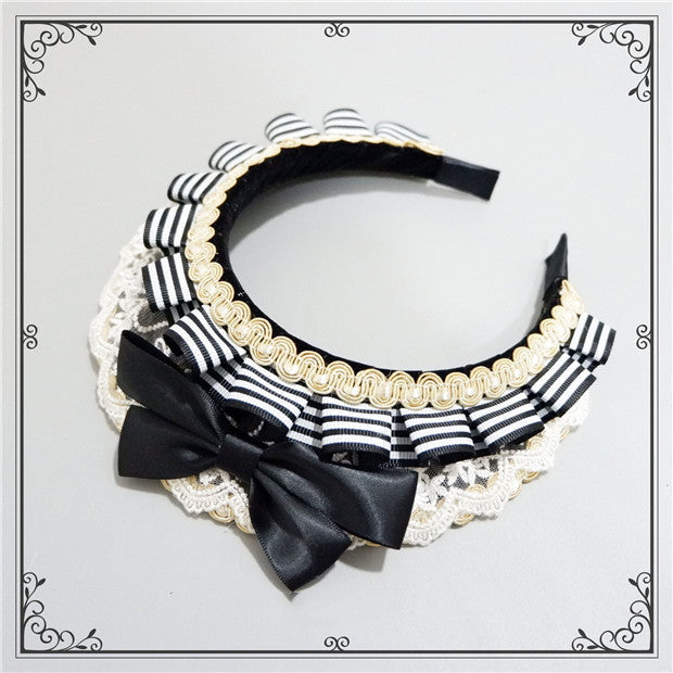 Foxcherry-Sweet Lolita Striped Maid Headdress Multicolors