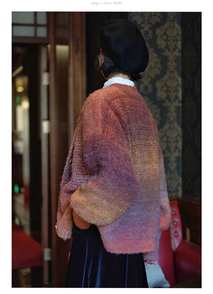 color gradation knit cardigan