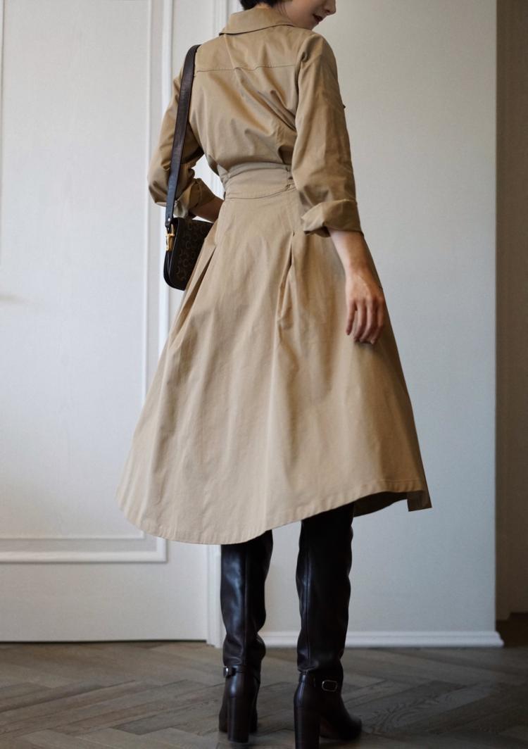 Western vintage khaki trench coat