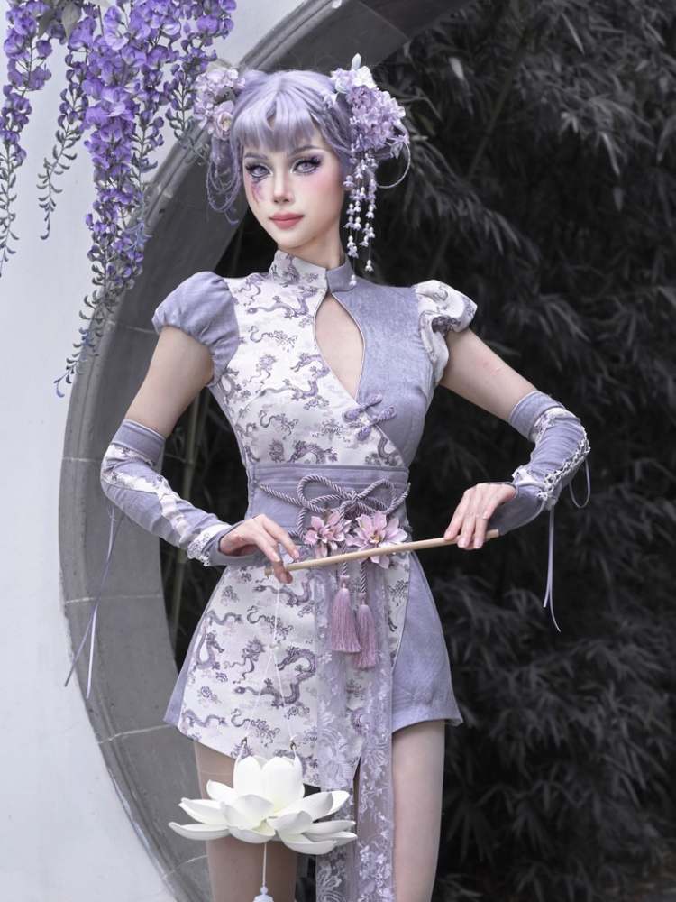 Dragon Pattern Chinese Dress & Ribbon Flower Girdle【s0000009041】