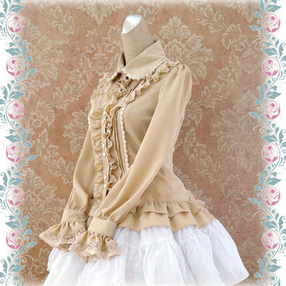 Strawberry Witch - Elegant Lace-Up Back Lolita Blouse
